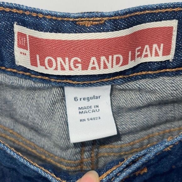 Gap Women's Cotton Stretch Long‎ And Lean Wide Leg Jeans Blue Size 6R - Picture 5 of 9
